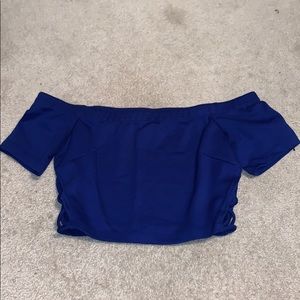 Royal blue off the shoulder crop top